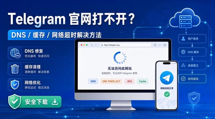 Telegram 官网打不开一直转圈怎么办？DNS、缓存和网络超时解决方法
