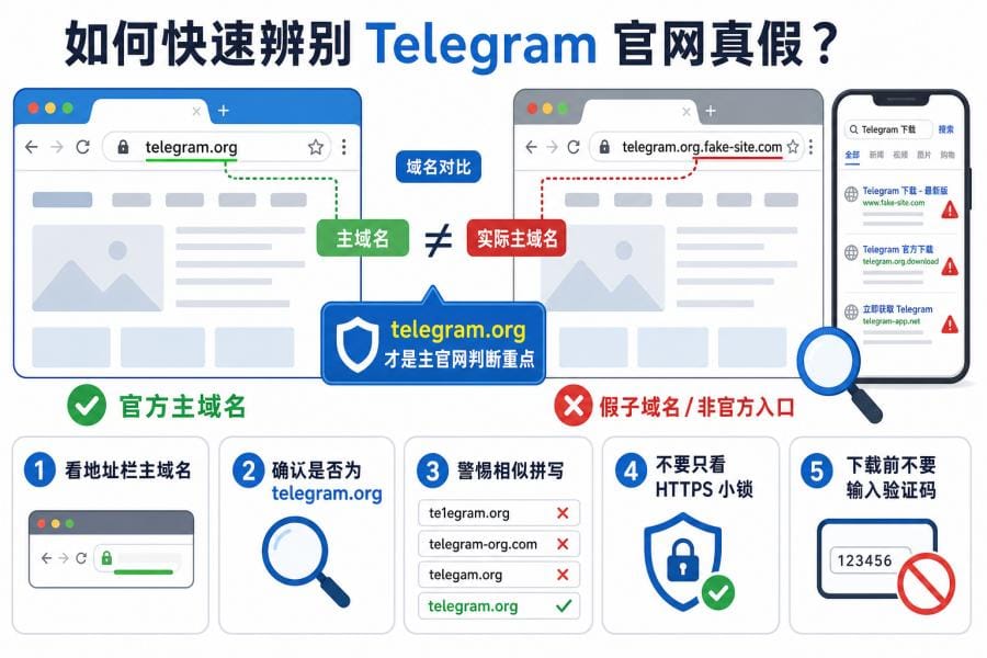 Telegram 仿冒官网和假下载页风险提示