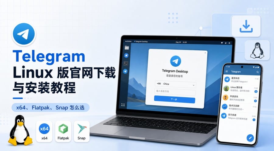 Telegram Linux 版怎么安装?官网 x64、Flatpak、Snap 方法整理