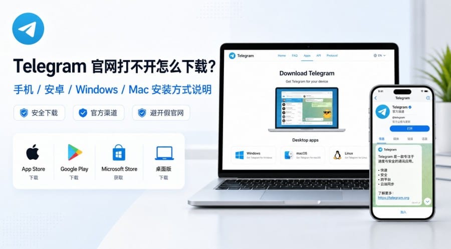 Telegram 官网打不开怎么下载？手机和电脑安装方式说明 第 1 张正文图