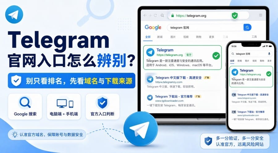 Telegram 官网入口排第几？Google 搜索中判断真假看这几点
