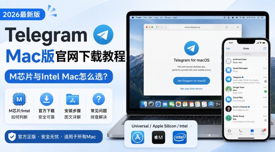 Telegram Mac版官网下载教程:M芯片与Intel Mac怎么选?安装与排错