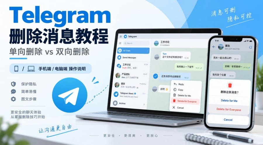 Telegram 官网删除消息对方还能看到吗？单向删除与双向删除教程